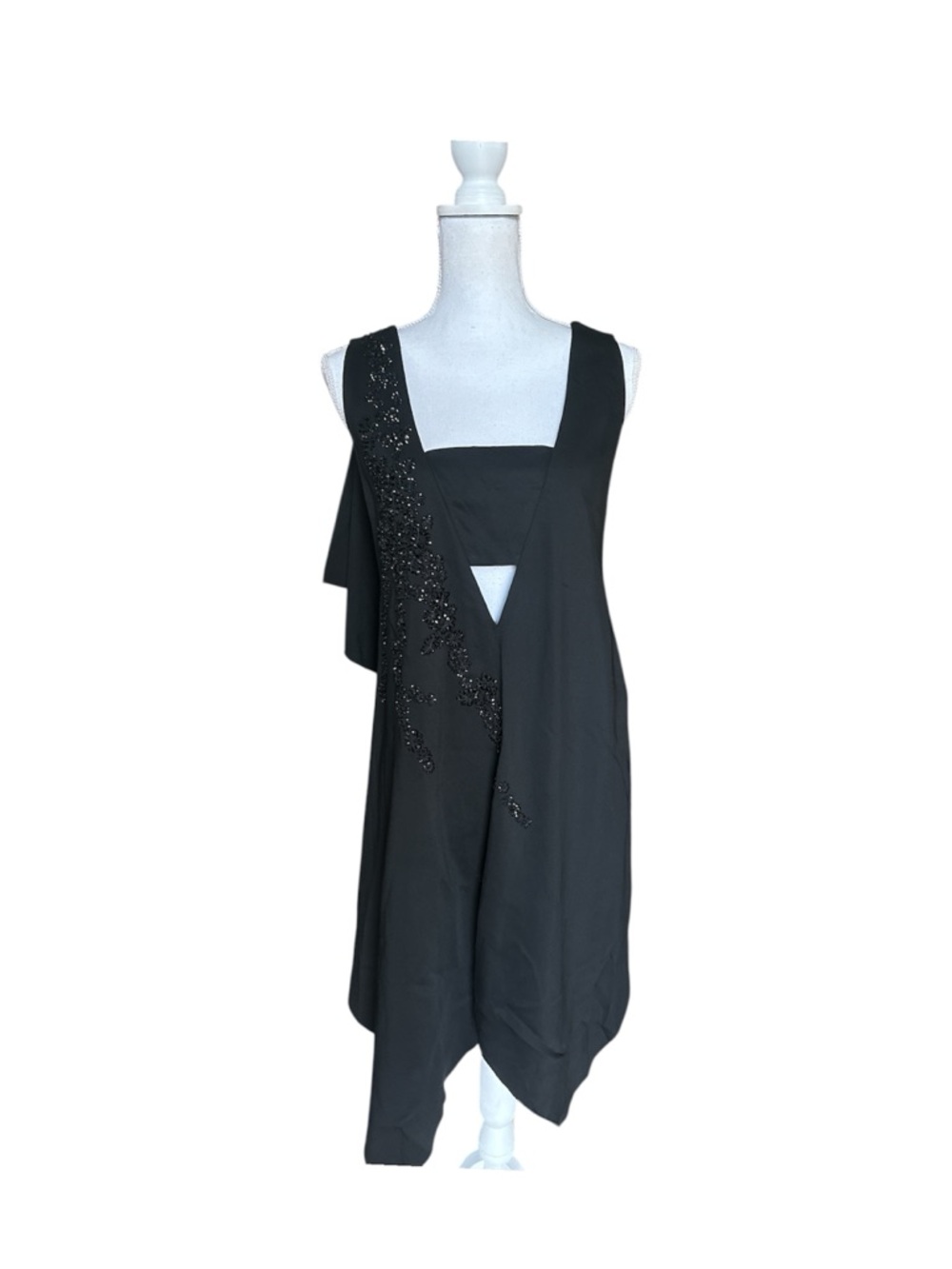 Just Cavalli Black Asymmetrical Beaded Dress